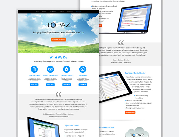 Topaz One Page Website Design.